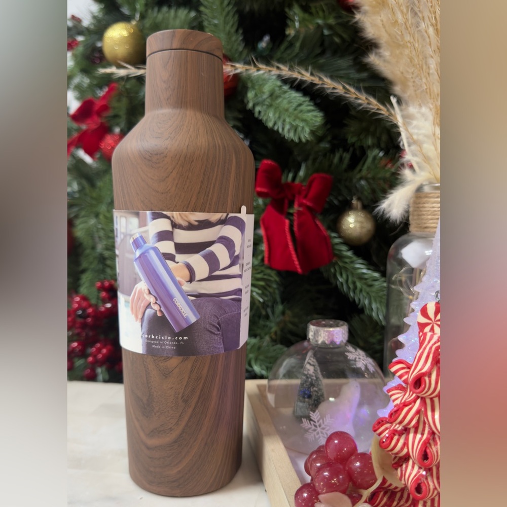 Wood Grain Insulated Water Bottle